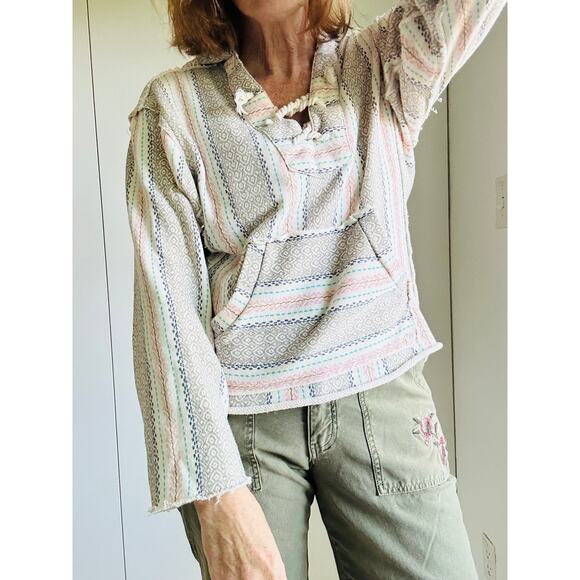 Billabong Beachy Hoodie Pastels Cream Size Medium Surfer Coastal Lace up - Picture 1 of 11